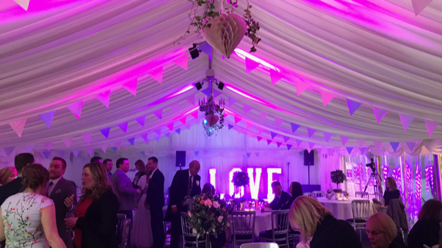 Marquee with custom uplighting